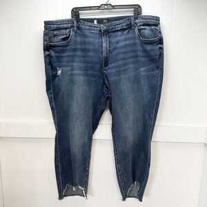 Kut From The Kloth Jeans Womens 24W Reese Ankle Straight Denim Blue Fray NEW